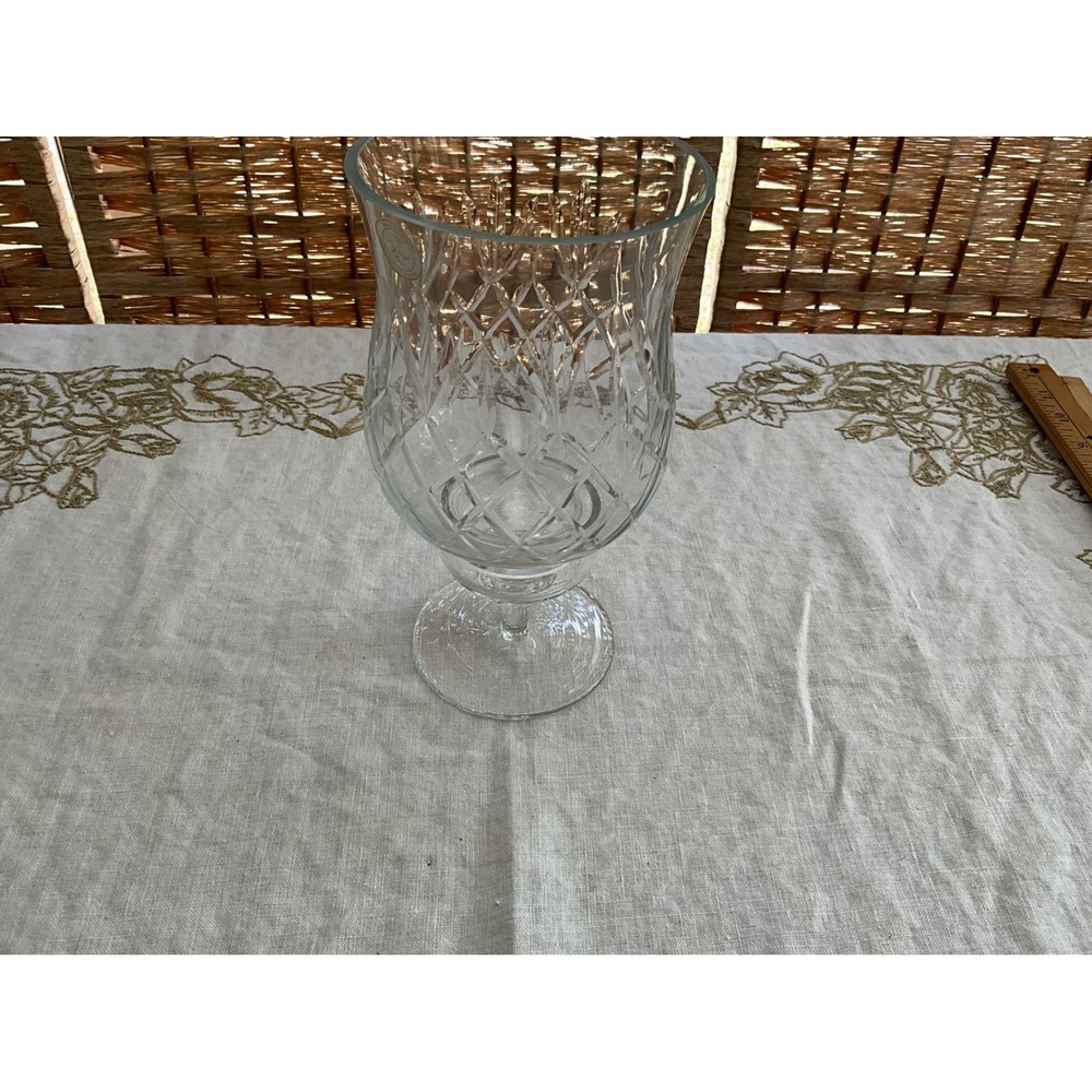 Crystal Clear Handcrafted Crystal Hurricane Candle Holder 2pc Diamond Cut Fairy